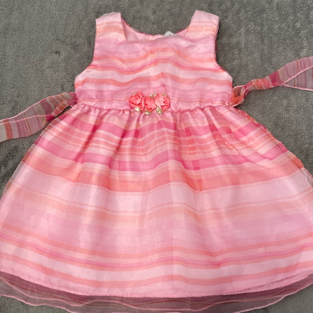 Toddler Girls pink striped sleeveless formal dress